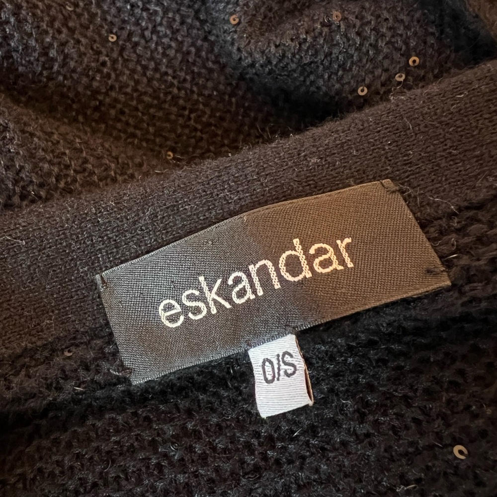 Eskandar Open Front Oversized Black Cardigan Lagenlook One Size - Picture 6 of 6